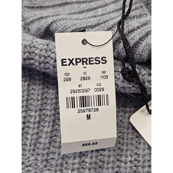 ALK Women's M Express Gray Knit Mock Neck Pullover Sweater W/ Wide Cuff Sleeves - Picture 6 of 8